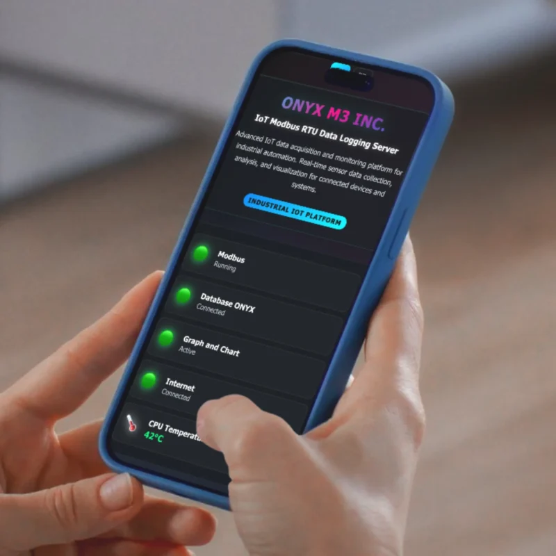 Plate formme IoT créee par Onyx M3 Inc. Sert au diagnostic en air comprimé.